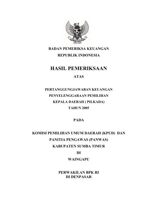 HASIL PEMERIKSAAN - Badan Pemeriksa Keuangan