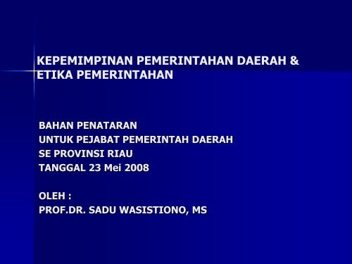 Kepemimpinan Pemerintahan - IPDN