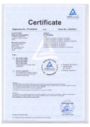 Certificate - Kyocera Solar