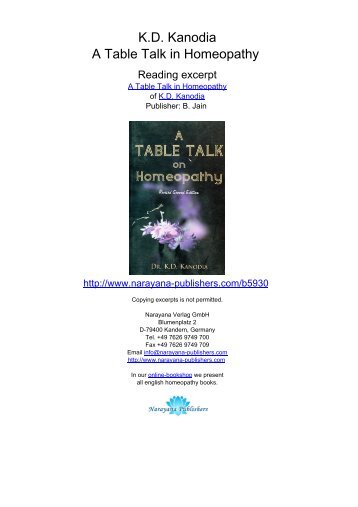 K.D. Kanodia A Table Talk in Homeopathy - Homeopathy books ...