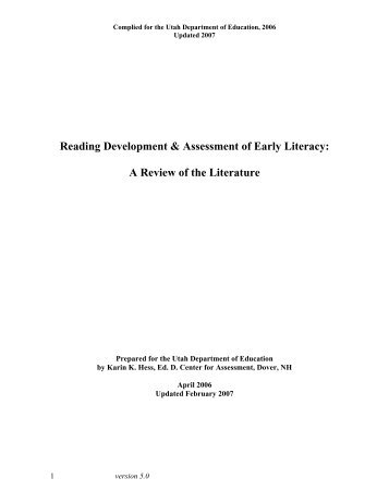 Reading Development & Assessment of Early Literacy: A Review of ...