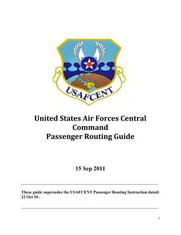 United States Air Forces Central Command Passenger Routing Guide