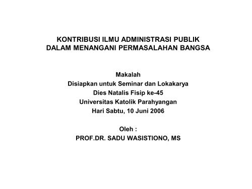 KONTRIBUSI ILMU ADMINISTRASI PUBLIK DALAM ... - IPDN