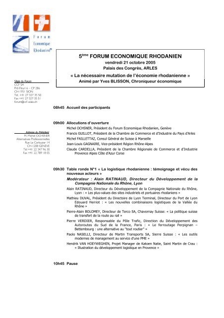 5ème FORUM ECONOMIQUE RHODANIEN - CCF SA