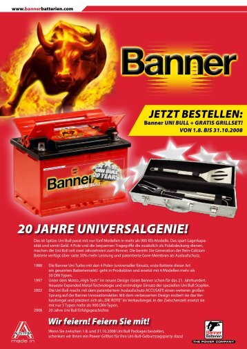 20 Jahre Universalgenie! - Banner Batteries