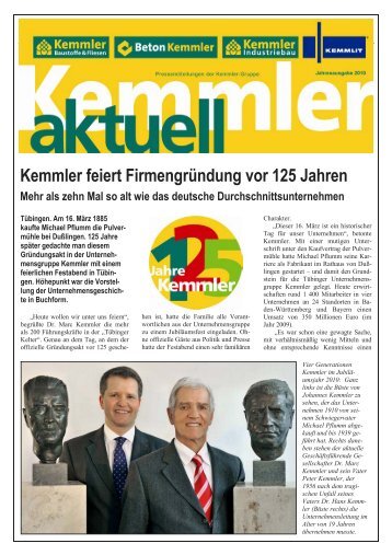 Kemmler feiert Firmengründung vor 125 Jahren - Beton Kemmler