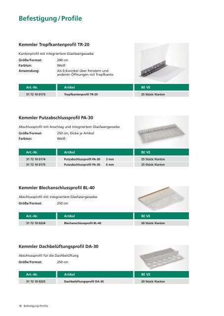 Befestigung / Profile - Kemmler Baustoffe