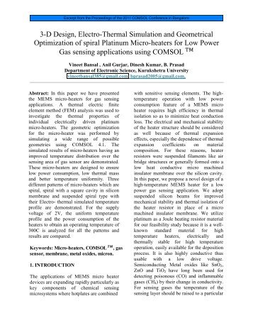 3-D Design, Electro-Thermal Simulation and ... - COMSOL.com