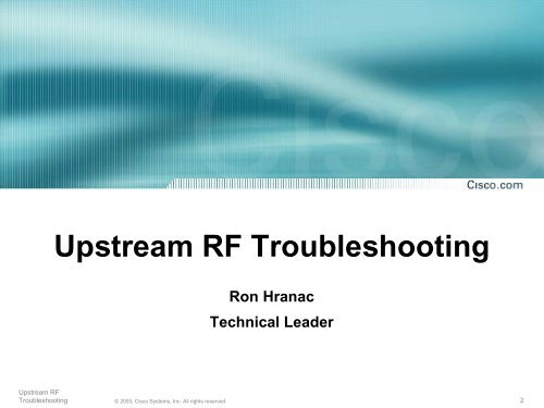 Upstream RF Troubleshooting