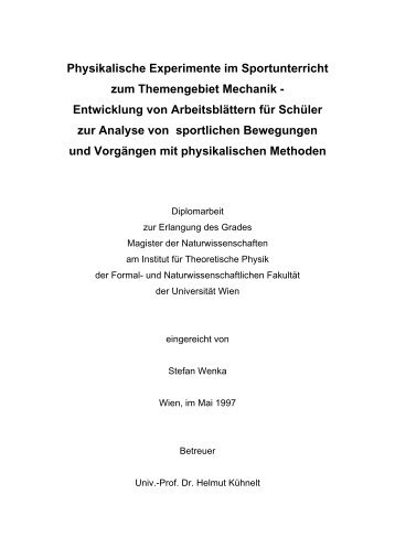 Physikalische Experimente im Sportunterricht zum ... - Universität Wien