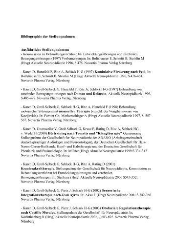 Bibliographie der Stellungnahmen - Neuropaediatrie