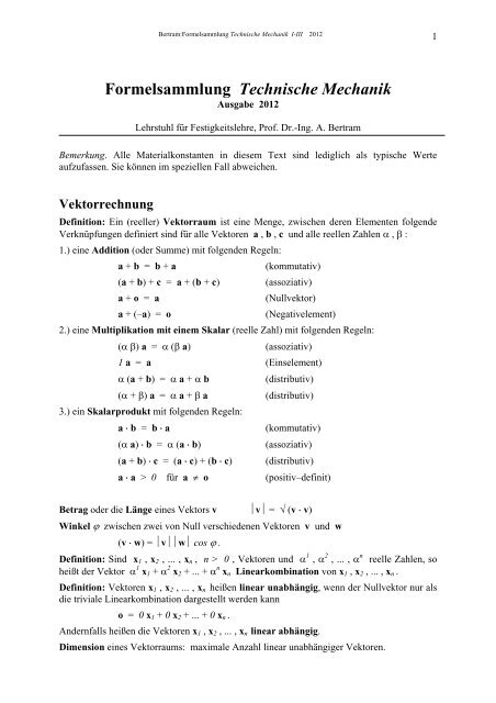 Formelsammlung Technische Mechanik - Otto-von-Guericke ...