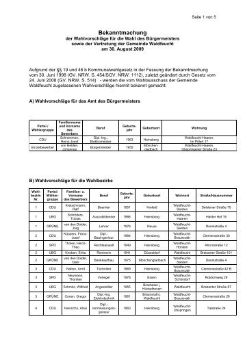 Seite 1 von 5 Bekanntmachung - Gemeinde Waldfeucht