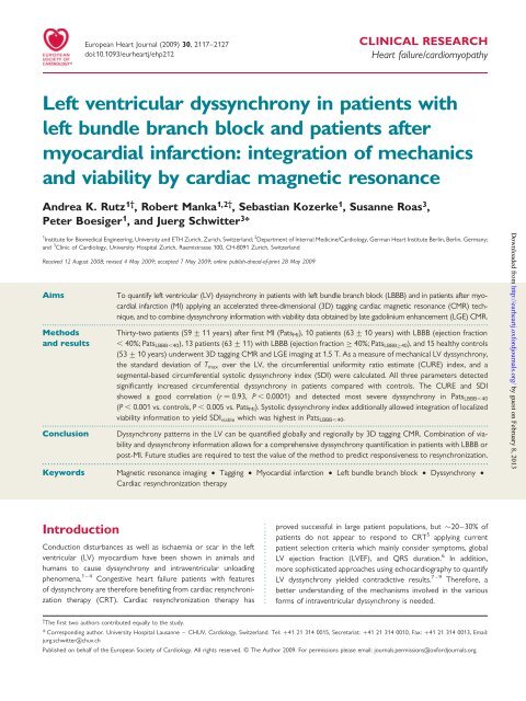 Left ventricular dyssynchrony in patients with left bundle branch ...