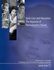 The Pennsylvania Early Childhood Quality Settings Study