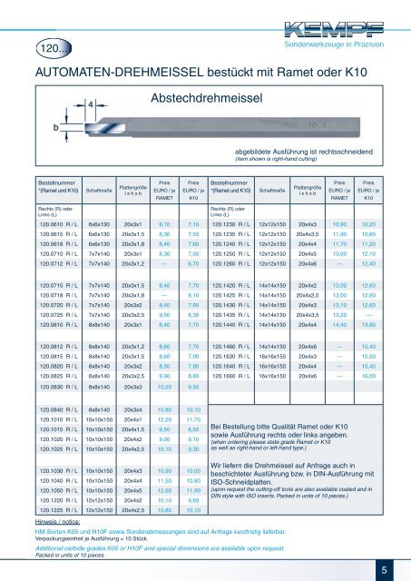 AUTOMATEN-DREHMEISSEL - Kempf