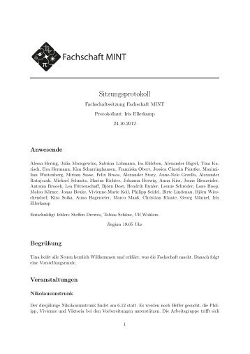 Protokoll vom 24.10.2012 - Fachschaft MINT