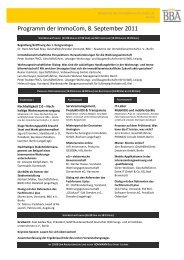 Programm der ImmoCom, 8. September 2011