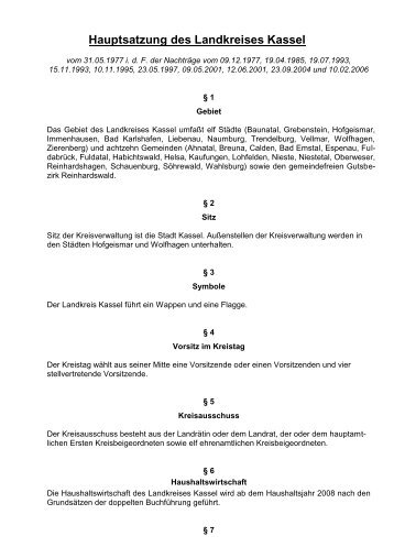 1.03 Hauptsatzung des Landkreises Kassel - Landkreis Kassel