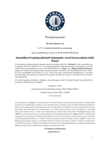 Immobilien-Projektgesellschaft Salamander-Areal ... - Börse Stuttgart