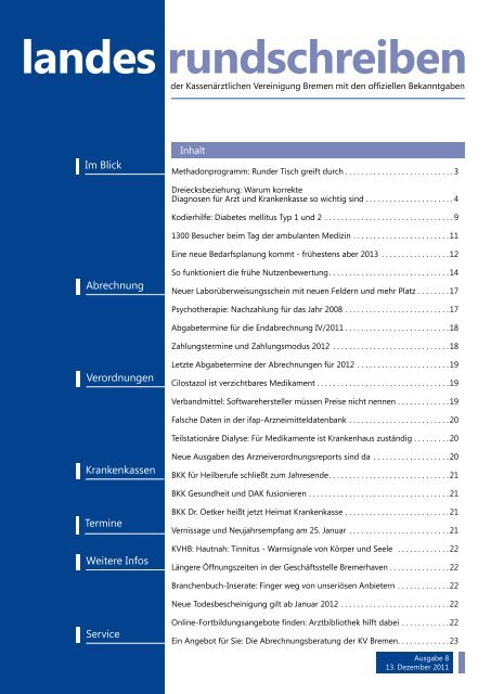 Landesrundschreiben Dezember 2011 (PDF - 3,47 MB) - KVHB
