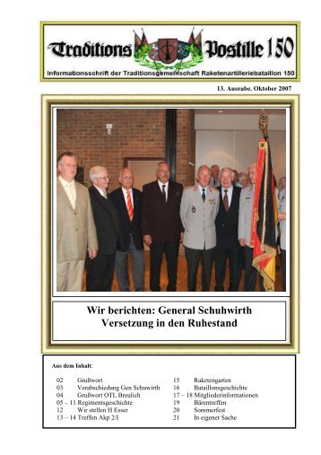 Wir berichten: General Schuhwirth Versetzung in ... - Tradition150.de