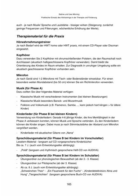 Praktischer Einsatz des Hörtrainings in der Therapie und ... - Audiva