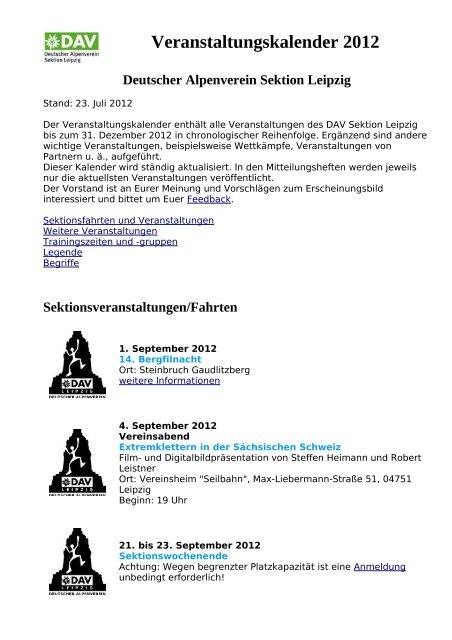 VeranstaltungsKalender 2012 - Leipzig