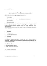 LEITFADEN ZUR KOCH-LEHRLINGSSELEKTION