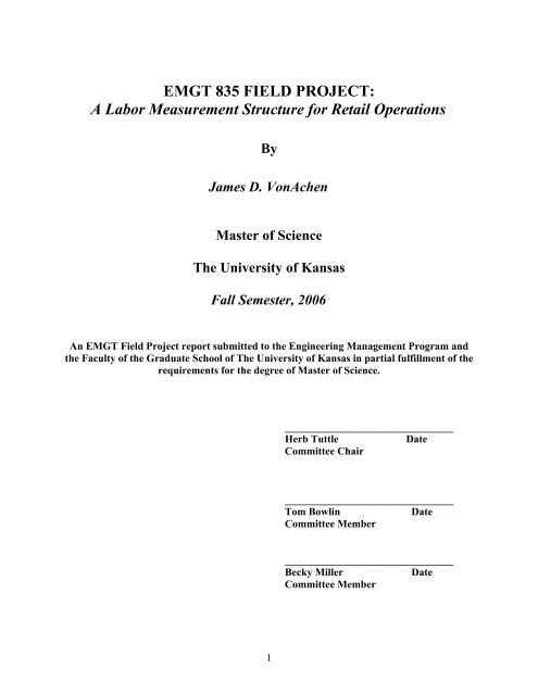 Scholarworks Project Example emgt 835 field project - KU ScholarWorks - University of Kansas