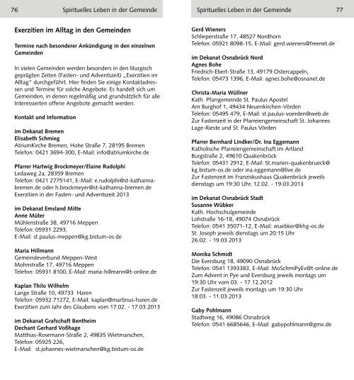 Programm geistliches Leben 2013 - Bistum Osnabrück