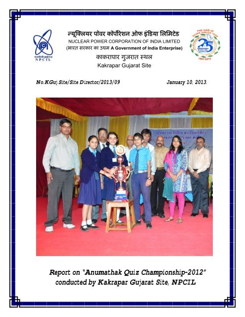 Report on “Anumathak Quiz Championship-2012” conducted by ...