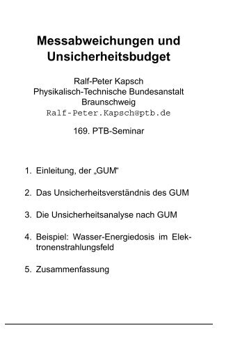 Messabweichungen und Unsicherheitsbudget - PTB