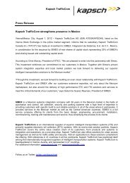 Kapsch TrafficCom Press Release Kapsch TrafficCom ... - Kapsch AG
