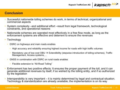 Truck Tolling Solutions - Technological Possibilities for implementation