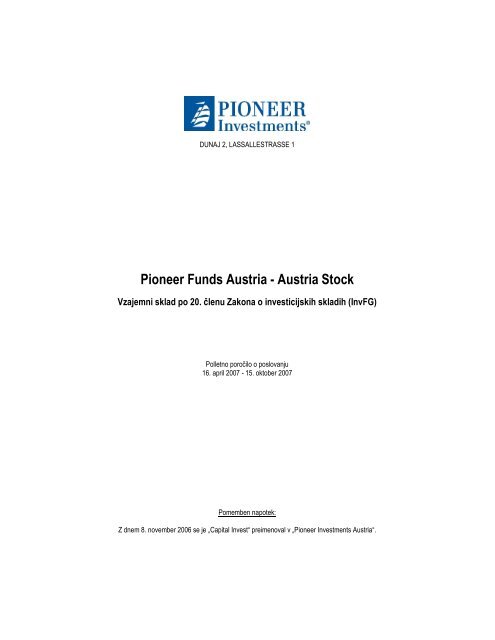 Pioneer Funds Austria - Austria Stock