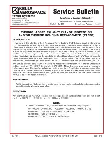 Service Bulletin 031 - Hartzell Engine Technologies