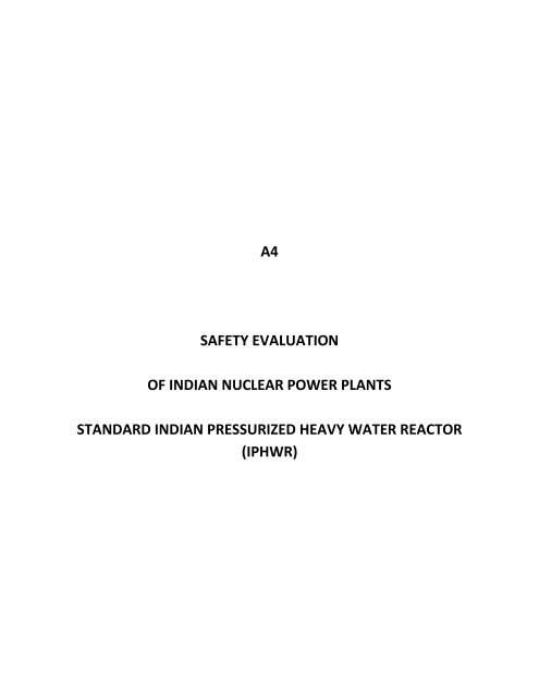 Task Force Report of Standard PHWR - Nuclear Power Corporation ...