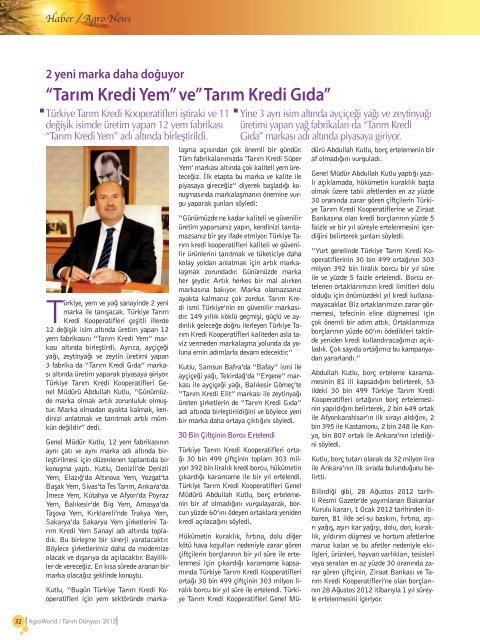 ve” Tarım Kredi Gıda” - Aramedya