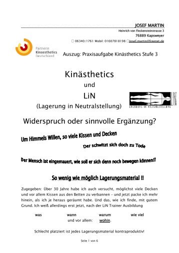 Kinästhetics - auf LiN-ArGe.de