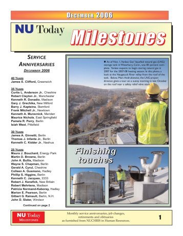 Miillleestones - Northeast Utilities