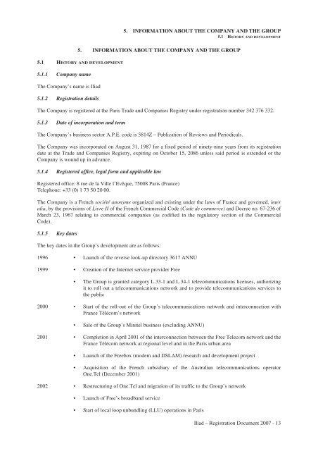 REGISTRATION DOCUMENT AND FINANCIAL REPORT - Iliad