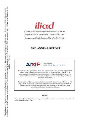 2003 ANNUAL REPORT - Iliad