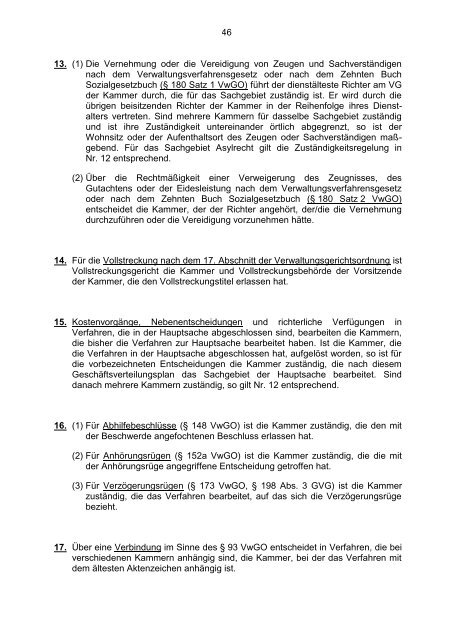 Geschäftsverteilung 2013 in Rechtssachen - Verwaltungsgericht ...