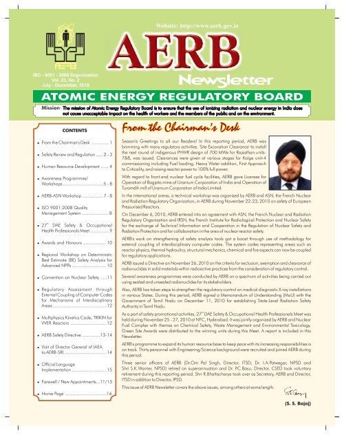 AERB NewsLetter January - Atomic Energy Regulatory Board