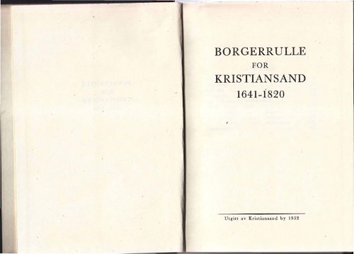Borgerrulle for Kristiansand 1641-1820