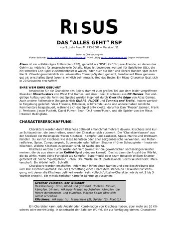 Risus 1.5 Deutsch im PDF-Format - Greywood