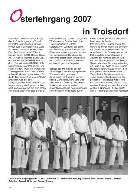 Osterlehrgang 2007 in Troisdorf - Deutscher JKA-Karate-Bund e.V.