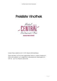 Preisliste Vinothek - Hotel Central Obersaxen