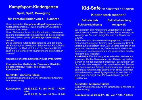 Kampfsport Kindergarten - Andreas Häckel's Selbstverteidigung pur ...